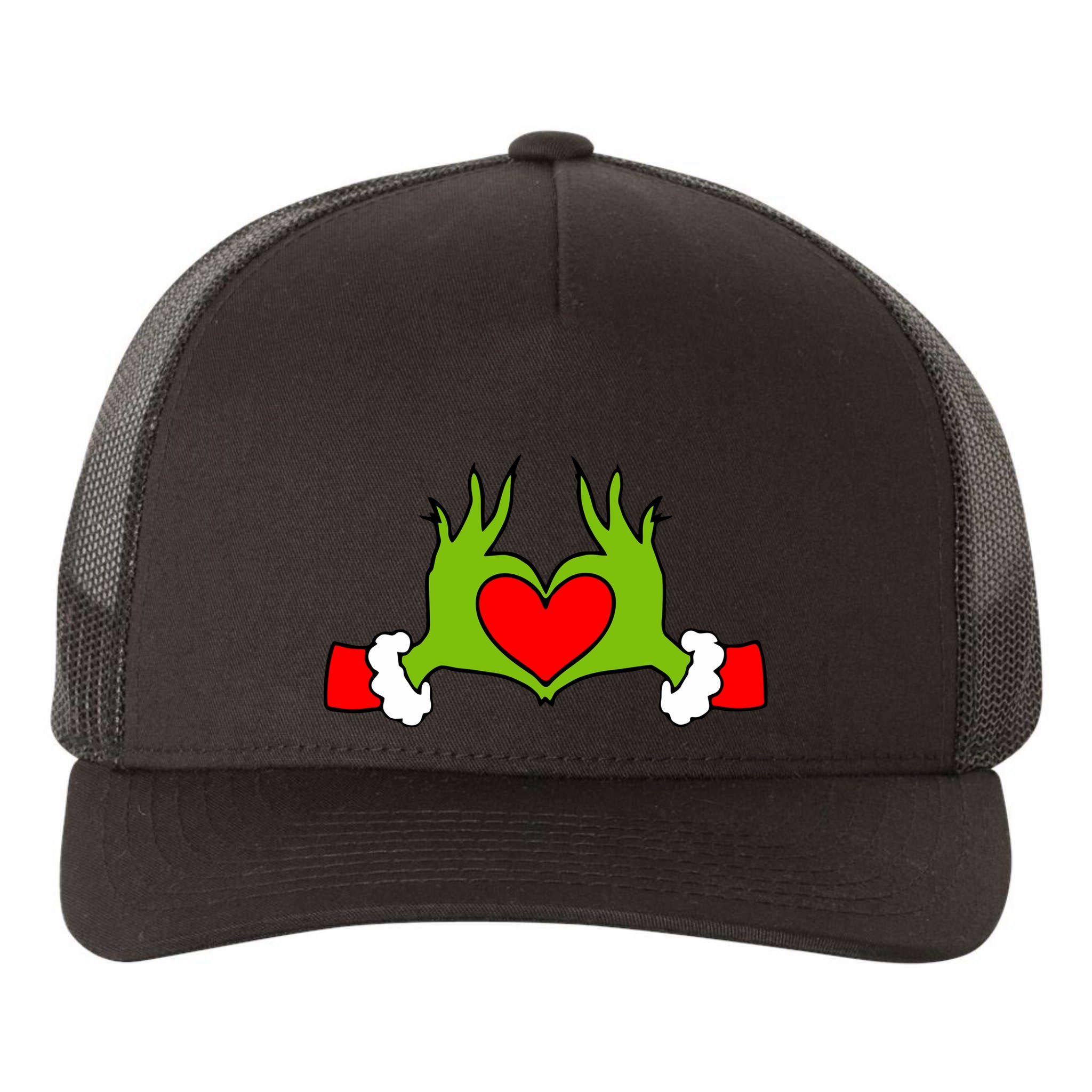 Funny Elf With Cute Heart Hands Symbol Style Christmas Yupoong Adult 5-Panel Trucker Hat