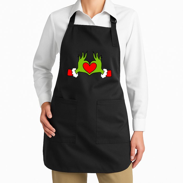 Funny Elf With Cute Heart Hands Symbol Style Christmas Apron