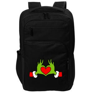 Funny Elf With Cute Heart Hands Symbol Style Christmas Impact Tech Backpack