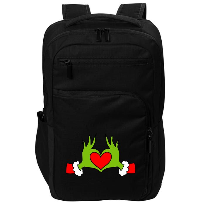 Funny Elf With Cute Heart Hands Symbol Style Christmas Impact Tech Backpack