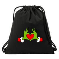 Funny Elf With Cute Heart Hands Symbol Style Christmas Drawstring Bag