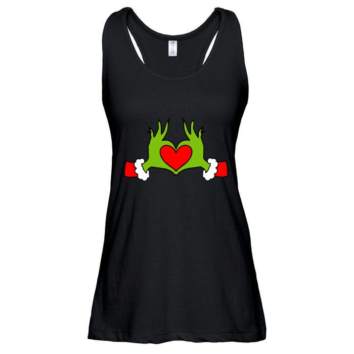Funny Elf With Cute Heart Hands Symbol Style Christmas Ladies Essential Flowy Tank