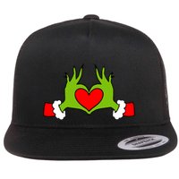 Funny Elf With Cute Heart Hands Symbol Style Christmas Flatbill Hat