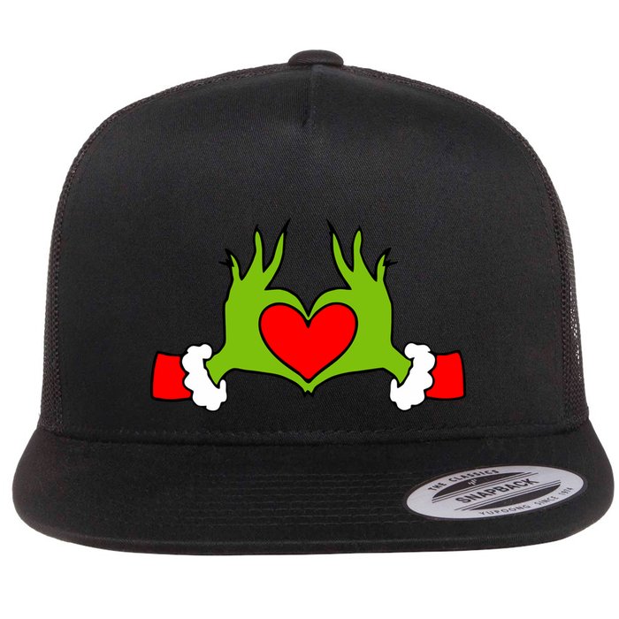 Funny Elf With Cute Heart Hands Symbol Style Christmas Flatbill Hat