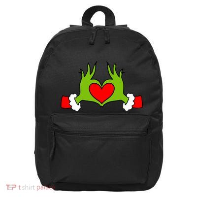 Funny Elf With Cute Heart Hands Symbol Style Christmas 16 in Basic Backpack