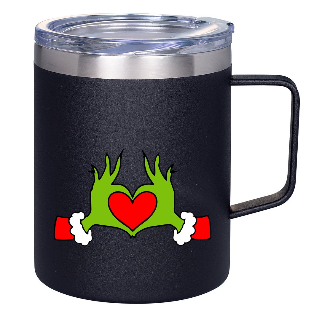 Funny Elf With Cute Heart Hands Symbol Style Christmas 12oz Stainless Steel Coffee Mug