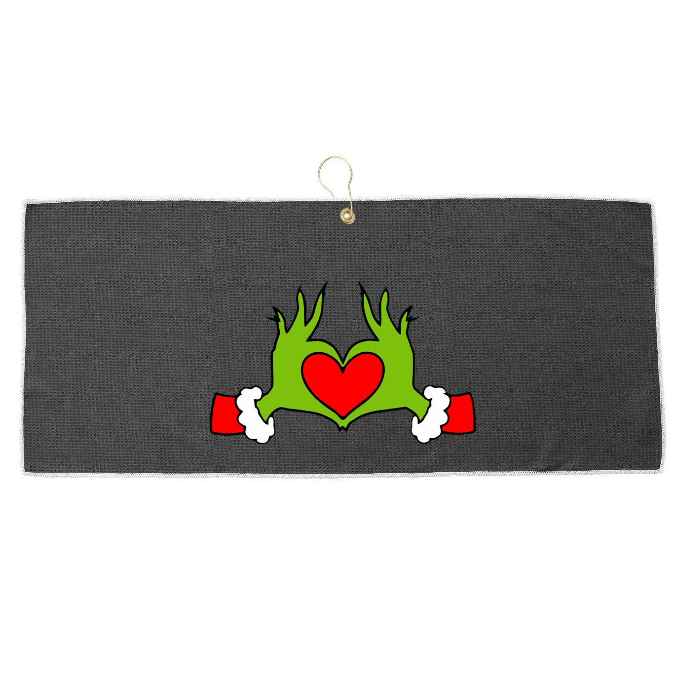 Funny Elf With Cute Heart Hands Symbol Style Christmas Large Microfiber Waffle Golf Towel