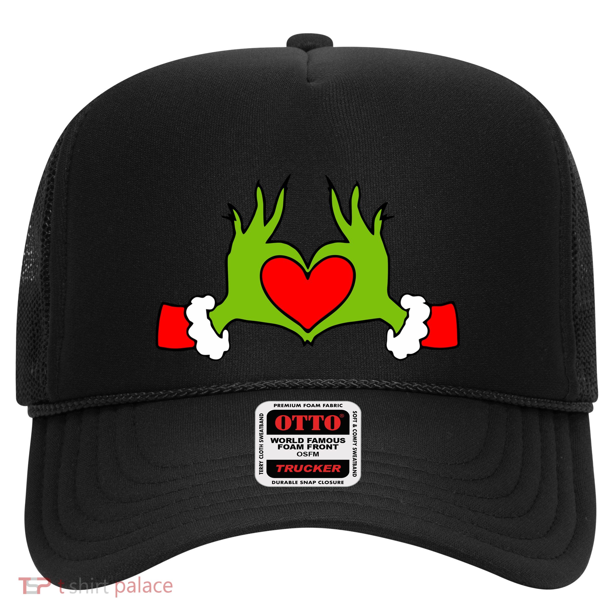 Funny Elf With Cute Heart Hands Symbol Style Christmas Trucker Hat