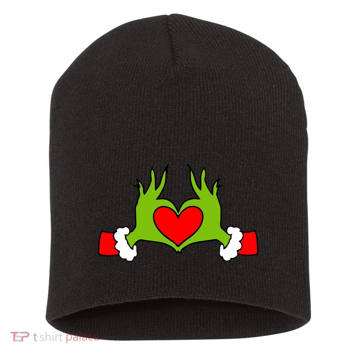 Funny Elf With Cute Heart Hands Symbol Style Christmas Short Acrylic Beanie