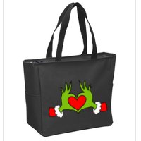 Funny Elf With Cute Heart Hands Symbol Style Christmas Zip Tote Bag