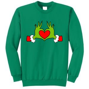 Funny Elf With Cute Heart Hands Symbol Style Christmas Sweatshirt