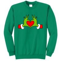 Funny Elf With Cute Heart Hands Symbol Style Christmas Sweatshirt