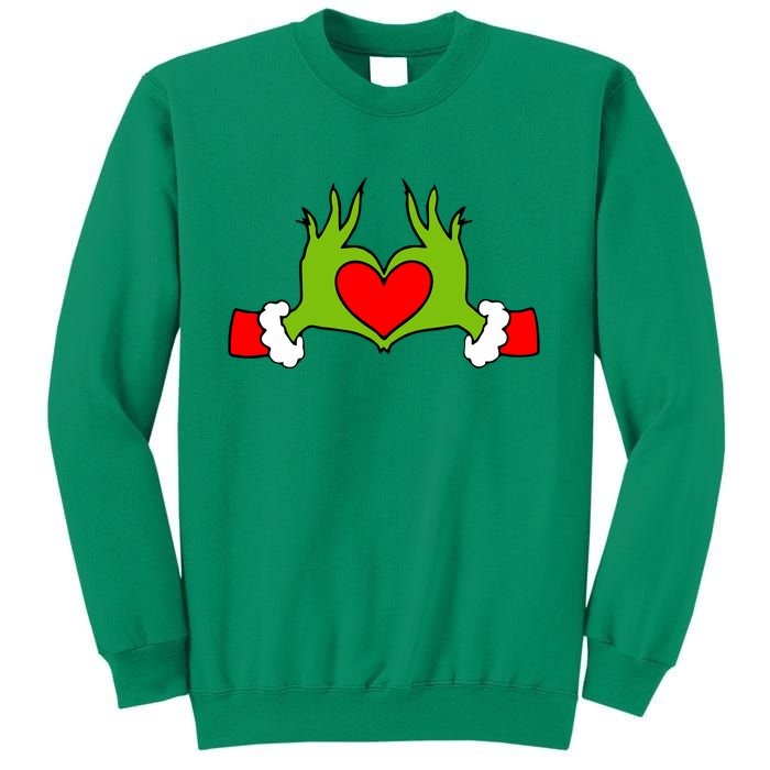 Funny Elf With Cute Heart Hands Symbol Style Christmas Sweatshirt