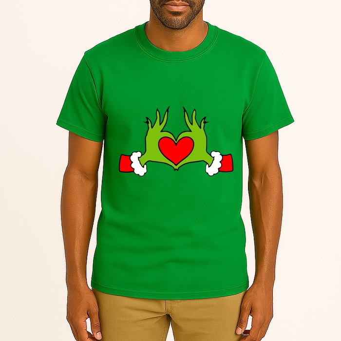 Funny Elf With Cute Heart Hands Symbol Style Christmas Tall T-Shirt