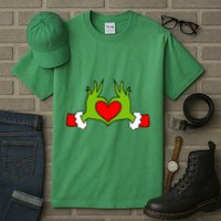 Funny Elf With Cute Heart Hands Symbol Style Christmas Tall T-Shirt