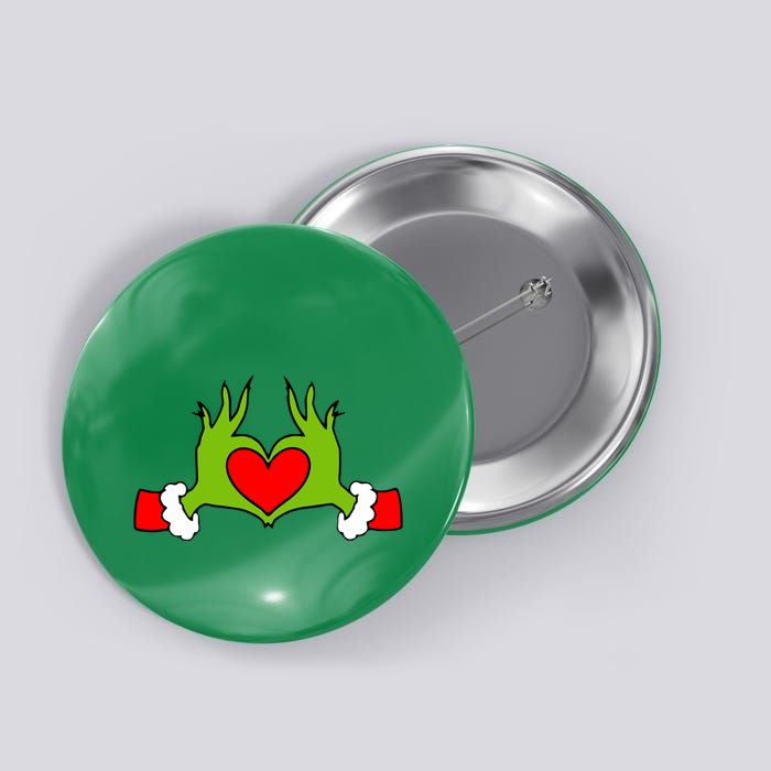 Funny Elf With Cute Heart Hands Symbol Style Christmas Button