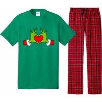 Funny Elf With Cute Heart Hands Symbol Style Christmas Pajama Set