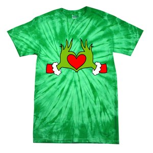 Funny Elf With Cute Heart Hands Symbol Style Christmas Tie-Dye T-Shirt