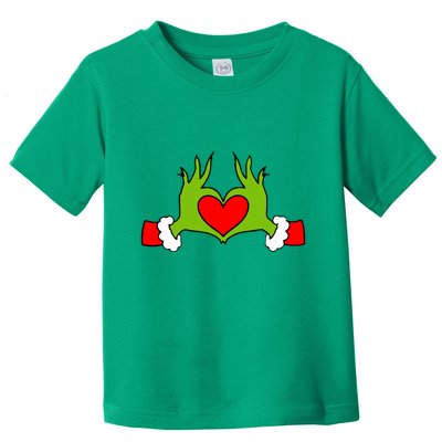 Funny Elf With Cute Heart Hands Symbol Style Christmas Toddler T-Shirt