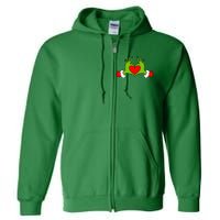 Funny Elf With Cute Heart Hands Symbol Style Christmas Full Zip Hoodie