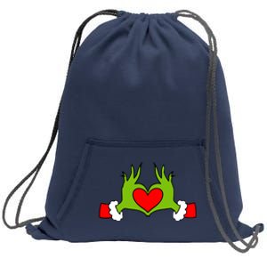 Funny Elf With Cute Heart Hands Symbol Style Christmas Sweatshirt Cinch Pack Bag