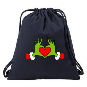 Funny Elf With Cute Heart Hands Symbol Style Christmas Drawstring Bag