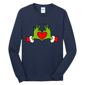 Funny Elf With Cute Heart Hands Symbol Style Christmas Tall Long Sleeve T-Shirt