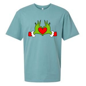 Funny Elf With Cute Heart Hands Symbol Style Christmas Sueded Cloud Jersey T-Shirt