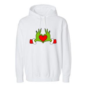 Funny Elf With Cute Heart Hands Symbol Style Christmas Garment-Dyed Fleece Hoodie