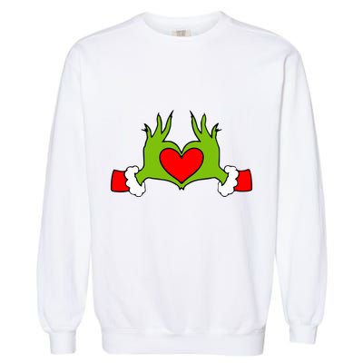 Funny Elf With Cute Heart Hands Symbol Style Christmas Garment-Dyed Sweatshirt