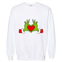 Funny Elf With Cute Heart Hands Symbol Style Christmas Garment-Dyed Sweatshirt
