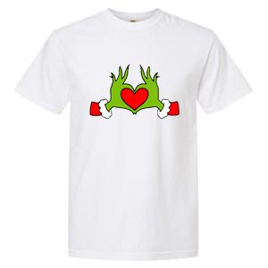 Funny Elf With Cute Heart Hands Symbol Style Christmas Garment-Dyed Heavyweight T-Shirt