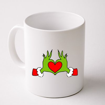 Funny Elf With Cute Heart Hands Symbol Style Christmas Coffee Mug