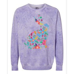 Floral Easter Women Girls Easter Bunny Spring Flowers Colorblast Crewneck Sweatshirt