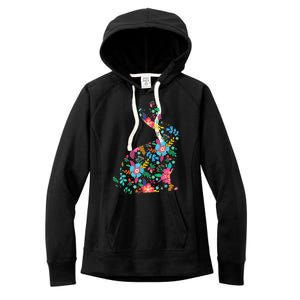 Floral Easter Women Girls Easter Bunny Spring Flowers Women's Fleece Hoodie