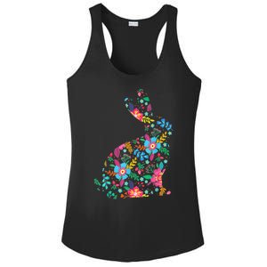 Floral Easter Women Girls Easter Bunny Spring Flowers Ladies PosiCharge Competitor Racerback Tank