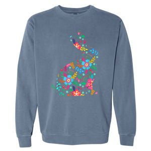 Floral Easter Women Girls Easter Bunny Spring Flowers Garment-Dyed Sweatshirt