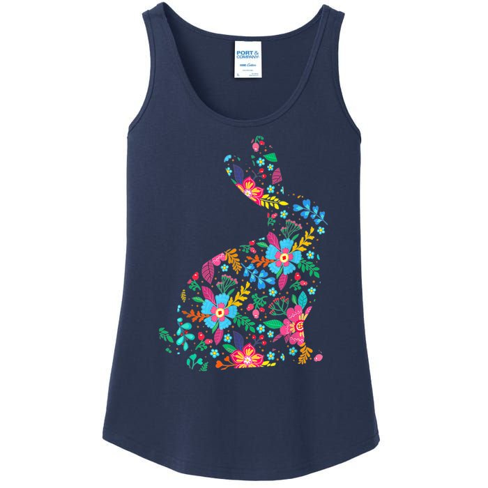 Floral Easter Women Girls Easter Bunny Spring Flowers Ladies Essential Tank