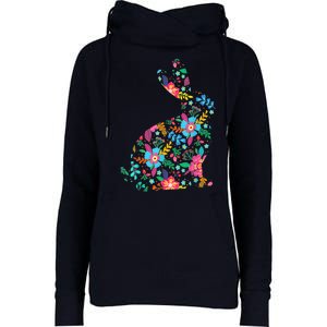 Floral Easter Women Girls Easter Bunny Spring Flowers Womens Funnel Neck Pullover Hood