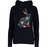 Floral Easter Women Girls Easter Bunny Spring Flowers Womens Funnel Neck Pullover Hood