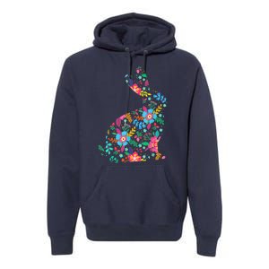 Floral Easter Women Girls Easter Bunny Spring Flowers Premium Hoodie