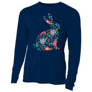 Floral Easter Women Girls Easter Bunny Spring Flowers Cooling Performance Long Sleeve Crew