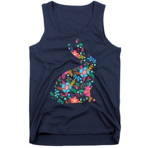 Floral Easter Women Girls Easter Bunny Spring Flowers Tank Top