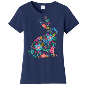 Floral Easter Women Girls Easter Bunny Spring Flowers Women's T-Shirt