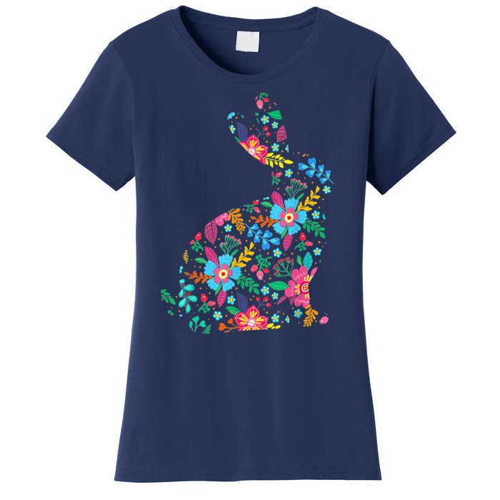 Floral Easter Women Girls Easter Bunny Spring Flowers Women's T-Shirt