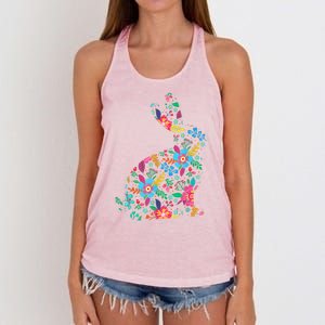 Floral Easter Women Girls Easter Bunny Spring Flowers Women's Knotted Racerback Tank