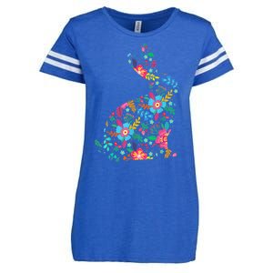 Floral Easter Women Girls Easter Bunny Spring Flowers Enza Ladies Jersey Football T-Shirt