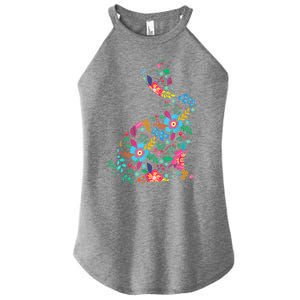 Floral Easter Women Girls Easter Bunny Spring Flowers Women's Perfect Tri Rocker Tank