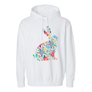 Floral Easter Women Girls Easter Bunny Spring Flowers Garment-Dyed Fleece Hoodie