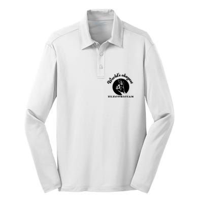 Funny Electrician Worlds Okayest Electrician Silk Touch Performance Long Sleeve Polo